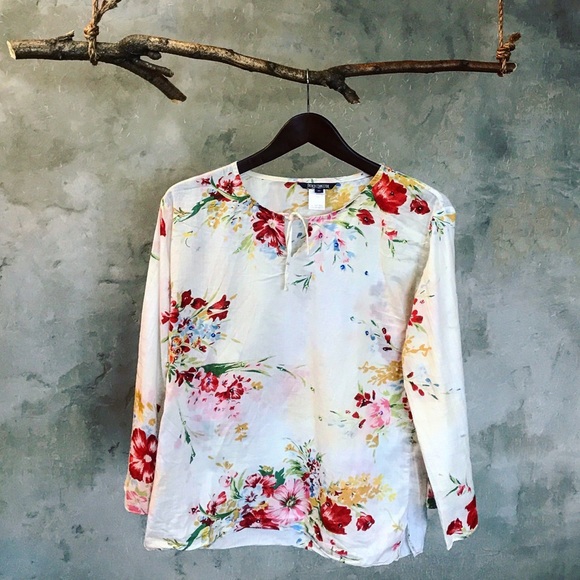 French Connection Tops - French Connection print sequined blouse in beige
